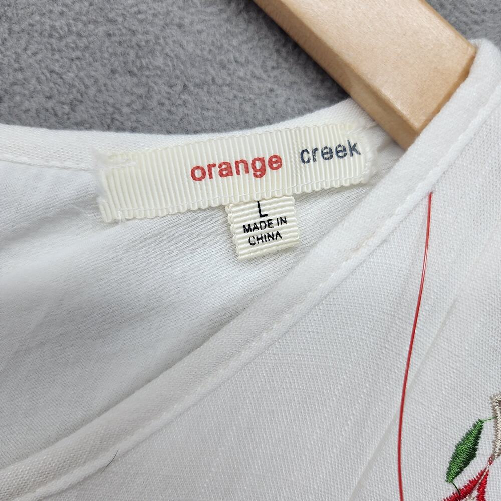 Orange Creek Dress Women L White Embroidered Boho Hippie Festival Side Seam Flaw - Picture 11 of 15